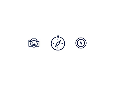 Hannah Ours Icons adventure adventure icons branding camera compass design geometric icon illustration line art logo minimal modern photography simple
