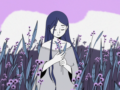 Flower field animation animation 2d digital drawing girl illustration motion nature