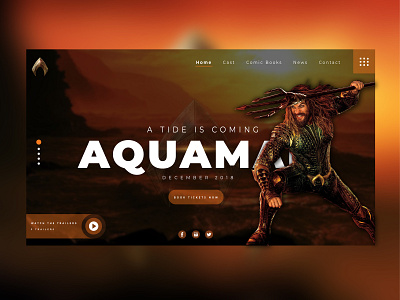 Aquaman Landing page comic dc dccomics design fan art fan page front page landing page landing page concept landing page design layout orange red ui ui ux design user inteface ux web web design yellow