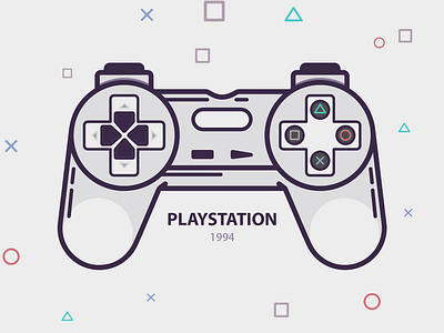 Original PlayStation 1 Remote Controller artwork console consoles controller controllers design digital game art gamecube gaming n64 nintendo playstation retro vector vector art vector artwork vector artworks xbox