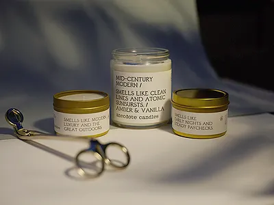 Anecdote Candles candle candle packaging label label design packaging design product packaging typography