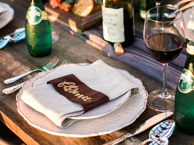 Leather Place Settings | Tuscan Styled Shoot arbor wedding blueridge branding couple style shoot design glass hill venue hand lettering leather stationary design styled shoot virginia wedding wedding design