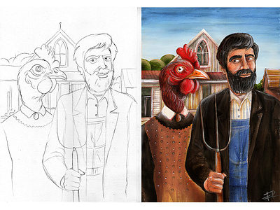 Chicken and Diego Durañona character art characterdesign comicart draw illustration illustration art pencil drawing