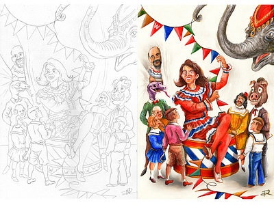 Circus Charlie acrylic paint character art comicart draw illustration illustration art pencil drawing