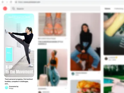 Fiitapp Pinterest Ad Mockup advertisement advertising app desktop digital fitness san antonio texas ui ux