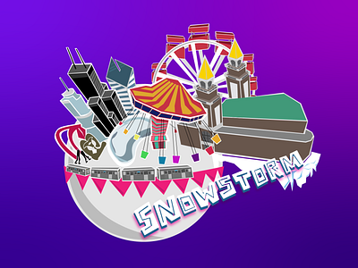 Snowstorm Music Fest Illustration chicago ferris wheel illustration illustrator navy pier sears tower snowstorm