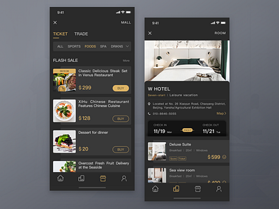 Hotel App page1 app black design hotel app ui