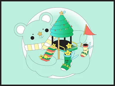 Star Commander bear christmas design illustration imagine star