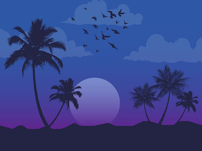 Night Landscape Illustration adobe illustrator creative design design illustration night landscape illustration vector