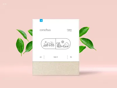 Conscious - a dietary supplement package design branding cardboard cardboard box label packaging recycled recycled paper vegan
