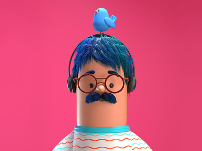 BIRD 3d c4d character illustration person render