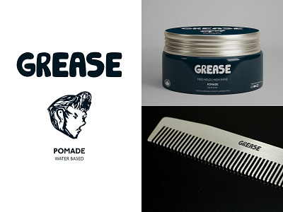 Grease Pomade Branding adobe illustrator character art communication cosmetic cosmetic packaging design hair icon illustration logo packaging packaging design packaging mockup packagingdesign pomade vector vector art wordmark wordmark logo