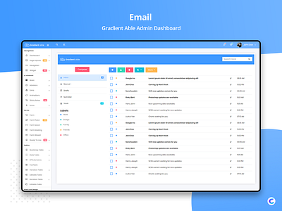 Email Page - Gradient Able Admin dashboard admin dashboard admin panel angular 5 angularjs boostrap admin template bootstrap 4 bootstrap admin branding email email app email banner page design sass ui ui ux design