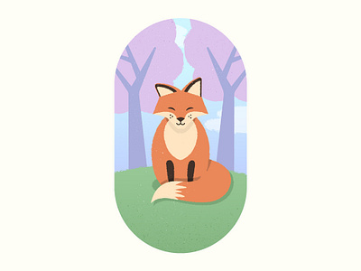 Happy Fox animal character color colors drawing face flat graphic illustration modern vector