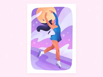 Figure skating character figure skating illustration procreate starry sky winter winter sports