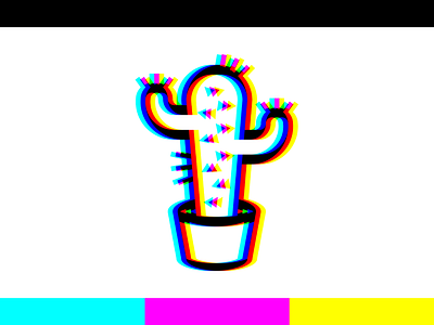 A potted cactus. adobe adobe illustrator adobe photoshop black cactus cmyk colour cyan design glitch graphic design graphic designer graphics illustrator magenta photoshop plants potted plants yellow