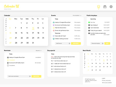 Clender Ui Design adobe xd calender ui ux ui design web desgin