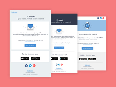 Email Templates appointment mail branding design email email campaign email marketing health app health care illustration mobile app template uiux web welcome mail