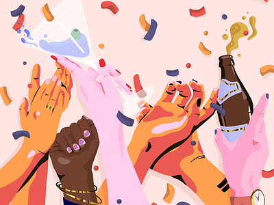 Friyaaay! beer confetti editorial illustration fashion friyay girls illustration illustrator josephinerais martini modern art party pro create