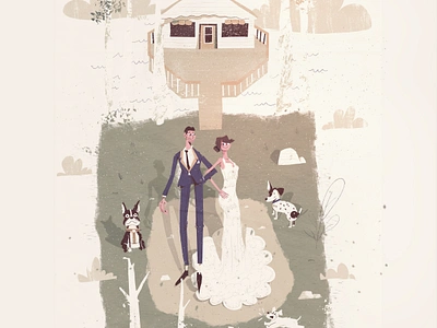 Wedding Family Portrait bride cat character character design dog dress family illustration illustrator love marriage photoshop portrait sog suit wedding