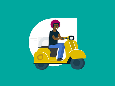 Men driving a motorbike flat design