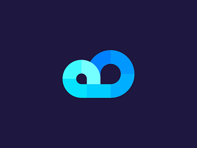 Cloud abstract blue circle cloud data deividas bielskis digital fake gradient flat colors geometric icon iconic identity logo minimal rain startup symbol tech technology