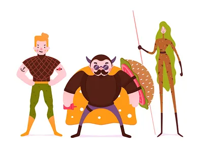 Food Heroes burger character character art character concept character design cheese concept design designer digital design flat food fun fun art illustration illustrator kafta kebab taouk weird