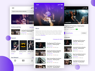 Video Streaming iOS App - Concept colors concept creative gradients interaction iso minimal mobile app design typography ui ux video video app visual design