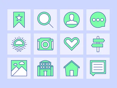 icon set for Travel planner app camera chat favorite home icon icon set like navigation profile search travel