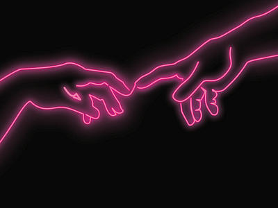 Uni project art neon neonlights pink thecreationofadam vectorart