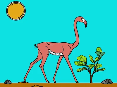 Gerenuk X Flamingo affinity animal art combination illustration landscape lines simple