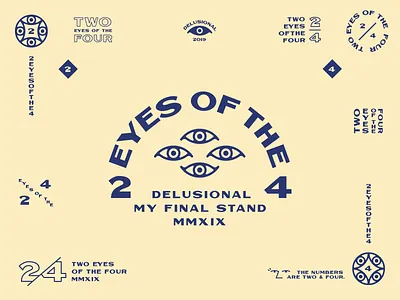 Two Eyes of the Four 2 2d 4 badge branding design eye flat icon illustration logo typography vector