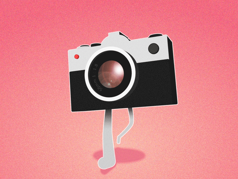 Camera Icon Walk 2.5d 3d animation animation animation after effects camera icon character animation grainy footage illustration art director design retro rubberhose2 walk cycle