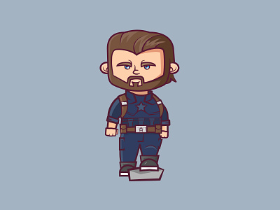 Cap'n 2d avengers captain america cartoon character chris evans cute flat illustration marvel vector