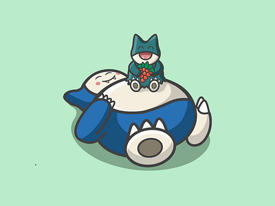 Snorlax & Munchlax berry caseyillustrates cute flat hungry illustration inktober munchlax orlando pokemon snorlax vector