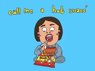 call me a hot snacc' cheetos chopsticks cute design flaming hot cheetos flat illustration vector