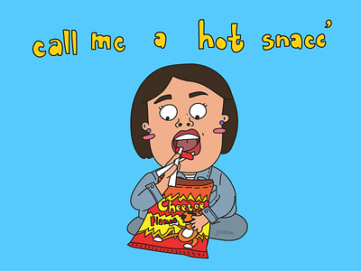 call me a hot snacc' cheetos chopsticks cute design flaming hot cheetos flat illustration vector