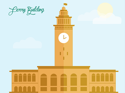 Ferry Building art building illustration clean design drawing ferry building illustration illustrator minimal san fran san francisco sf sfo sketch vector vector art vector illustration