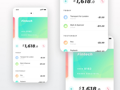 Fintech app app application design fintech gradient interface minimal product design typography ui ux