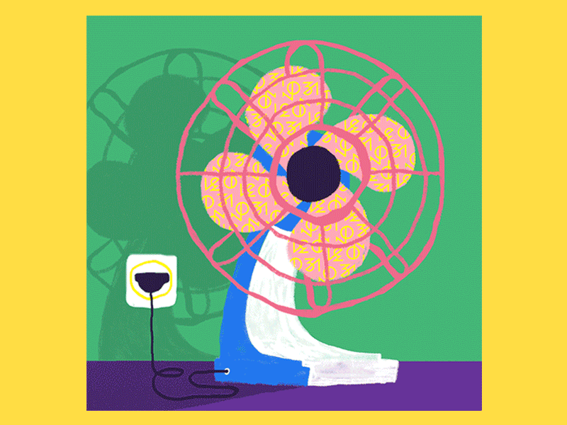 Coolest fan ever! 3110 agency animated gif blue colour palette cool design fan fan art fresh fun gif gif animation green illustration joke pattern pink work