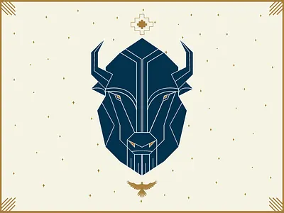 Blue Buffalo bison buffalo geometric geometric art geometric design illustration southwest symmetrical symmetry