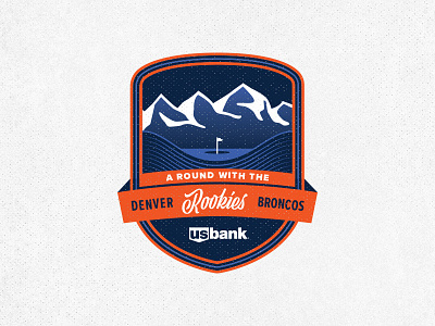 A Round with the Rookies Concept 2 banner blue broncos denver denver broncos football golf hills logo mountians orange pin flag rookies script sports topgolf