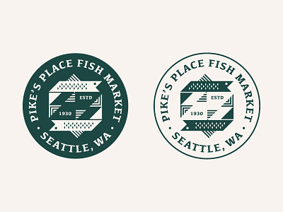 Pike's Place Fish Market badge fish icon logo ocean patch pikes place seattle shapes triangles washington