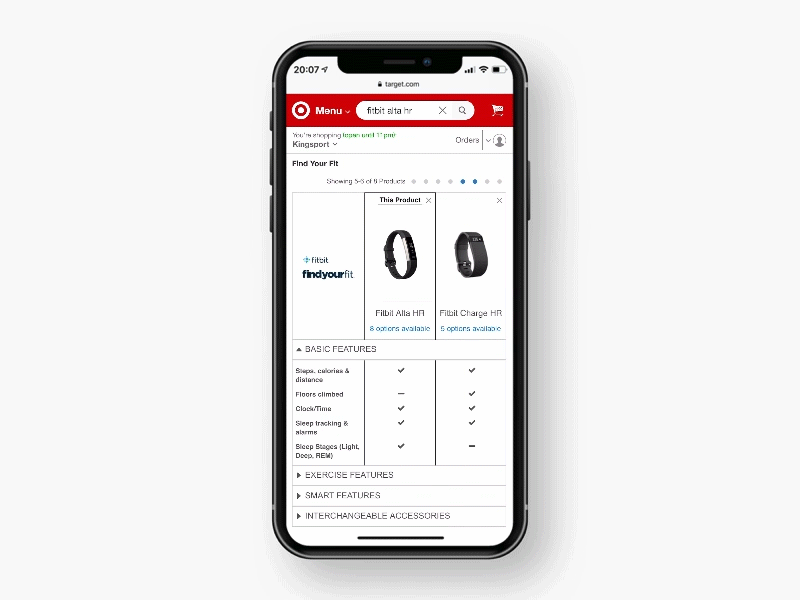 Power Page on Mobile (Comparison Table) comparison table design e commerce engagement mobile shopper experience uiux webcollage