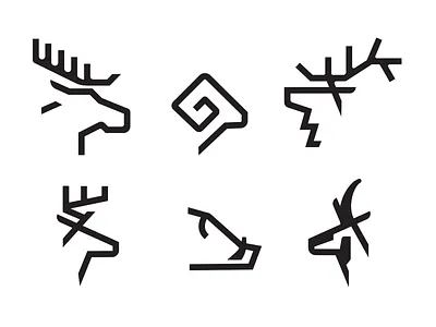 Big Game Monoline Drib 2 antelope bighorn bruner deer design elk graphic hog icon illustration logo mike moose pronghorn ram