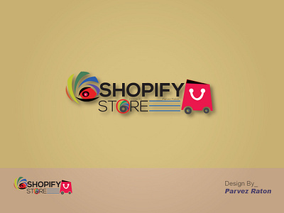 Shopify Store Logo Design_Parvez Raton awesome design branding color bars design ecommerce flat 3d icon illustration illustrator logo online shop parvezraton pink shopify store ux vector website