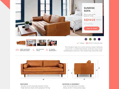 Home Furniture Web Design - Add to Cart WIP aoiro studio furniture retail sketch sketch app uidesign ux ux design web design