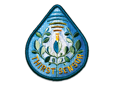 Space Badge Embroidery: Thirst Sensor blue design green illustration leaf leaves orange plant space typography vector water