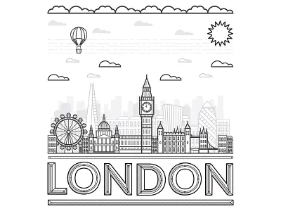 London Skyline Illustration branding buildings design graphic design illustration line art london skyline typography vector