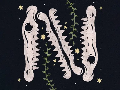 Nile Crocodile 🐊 crocodile foliage n skull stars